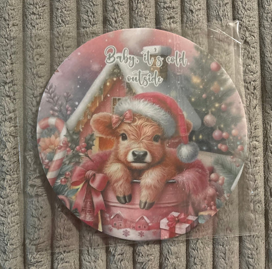 Christmas Highland Cow Mouse Pad