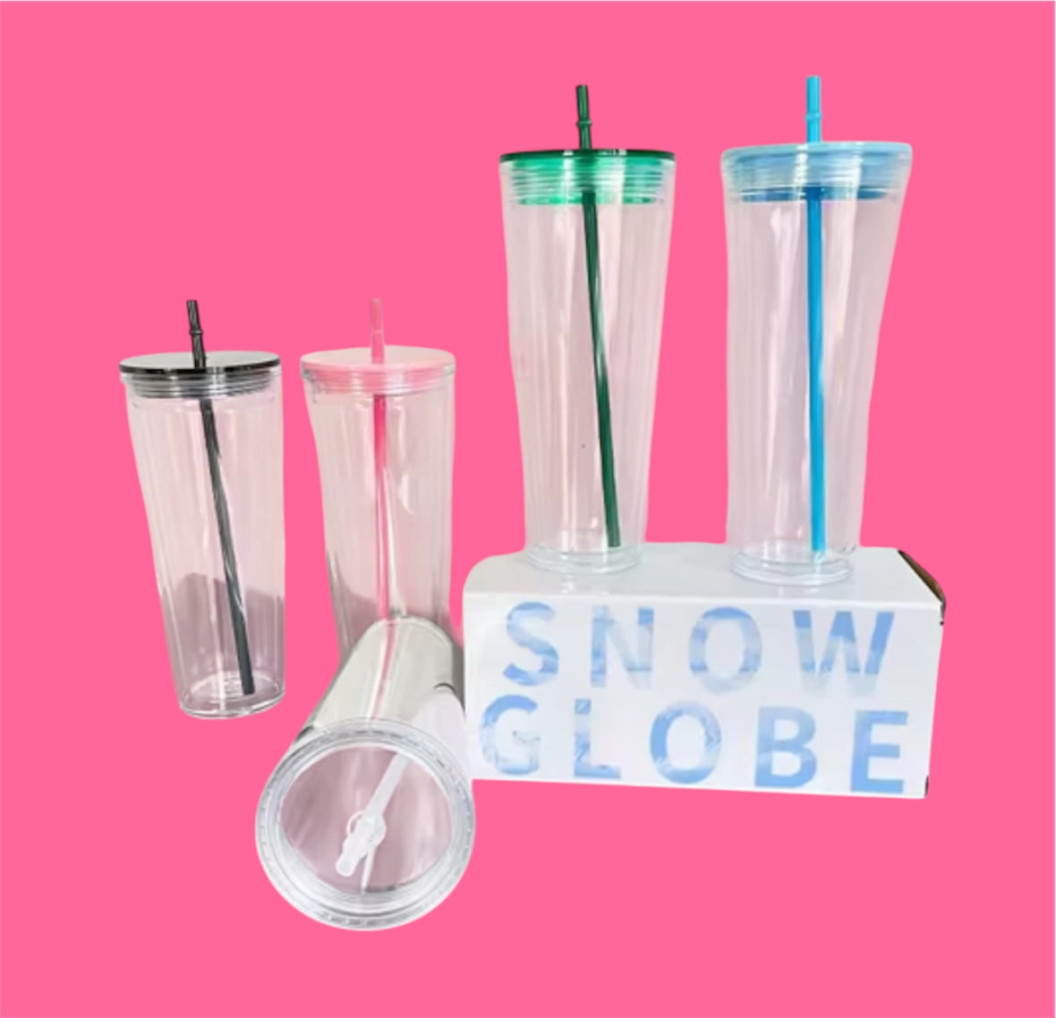 Make Your Own Snowglobe Glitter Cup Glass & Acrylic Tumblers- Various Sizes