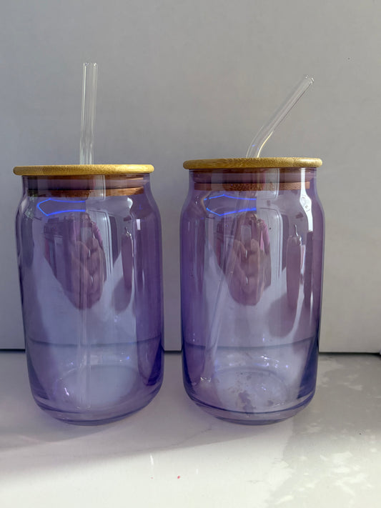 2 Purple Glass tumblers