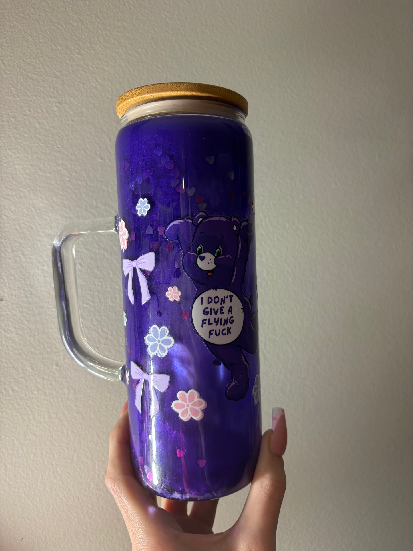 20oz Glass with Handle CareBears